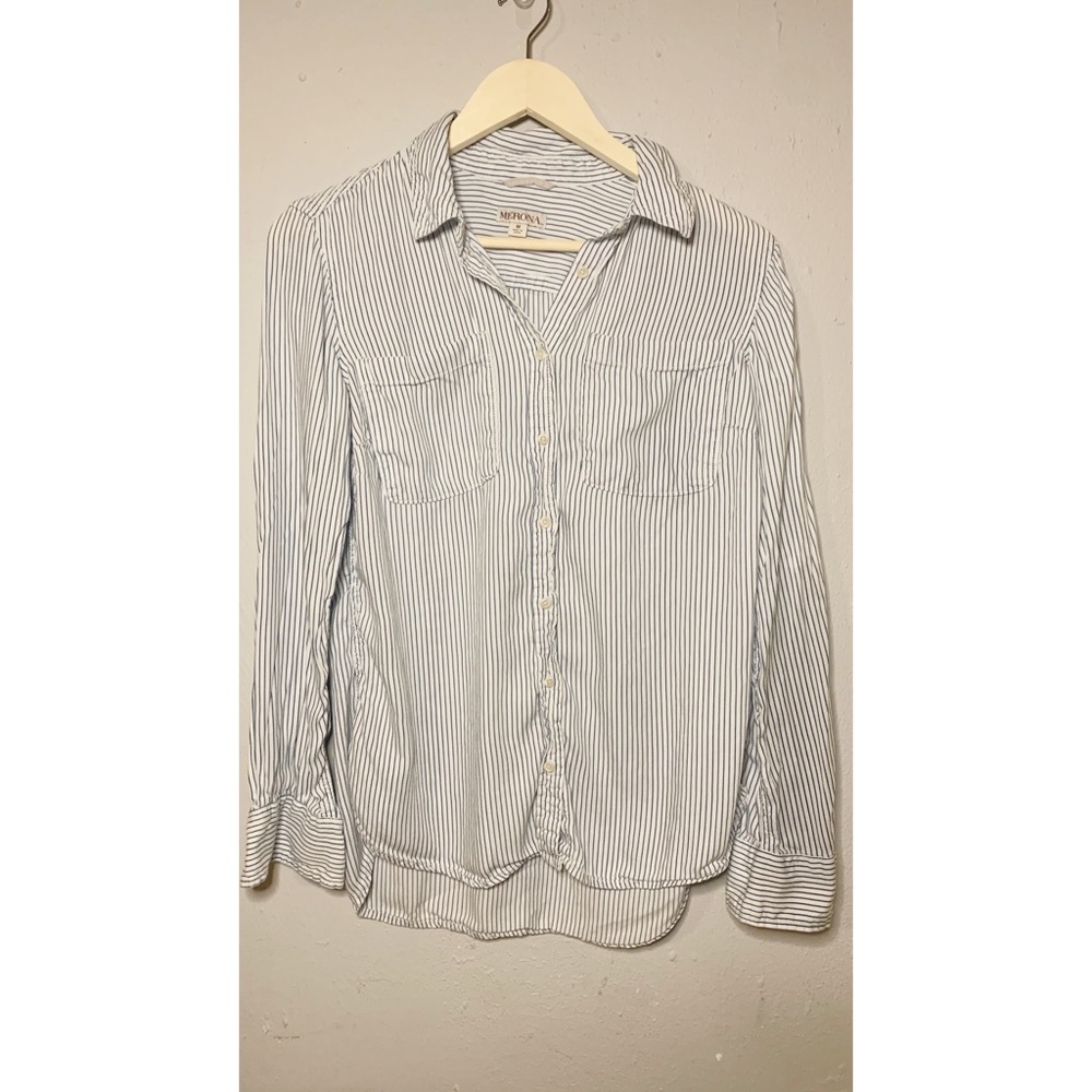 Merona Navy Blue/White Button Down - Picture 3 of 3